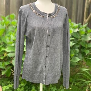 Merona Jeweled Gray Cardigan XL